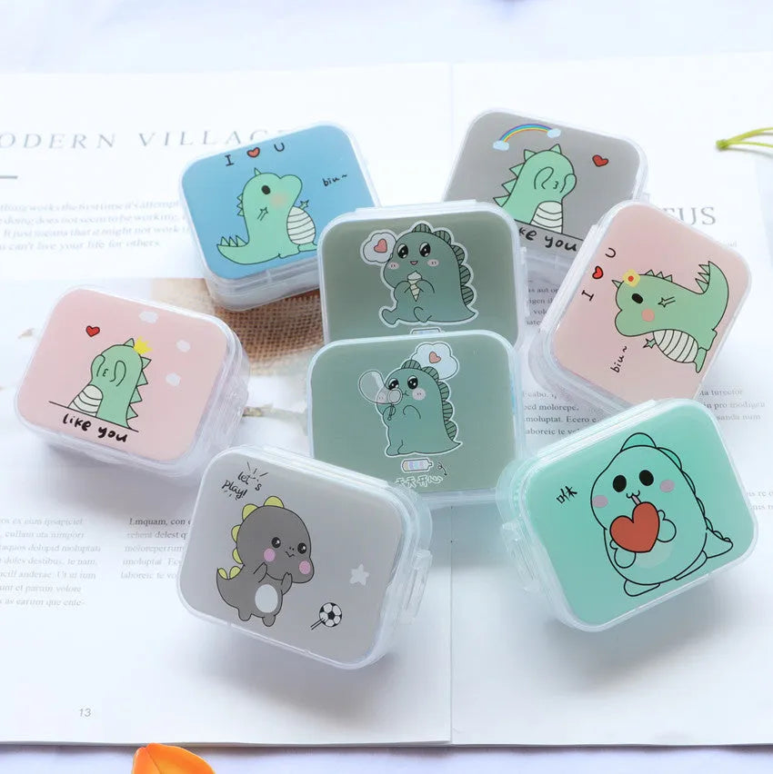 Cosmetic contact lens partner care box set with double box, tweezers, wearing stick, and small bottle in multicolour mix