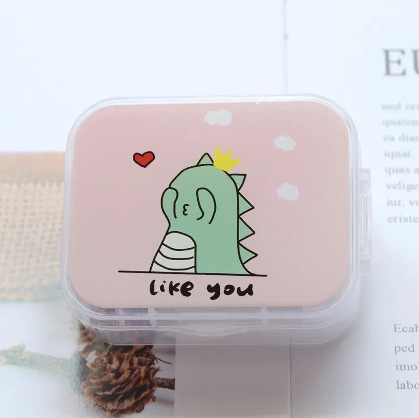 Cosmetic contact lens partner care box set with double box, tweezers, wearing stick, and small bottle in multicolour mix