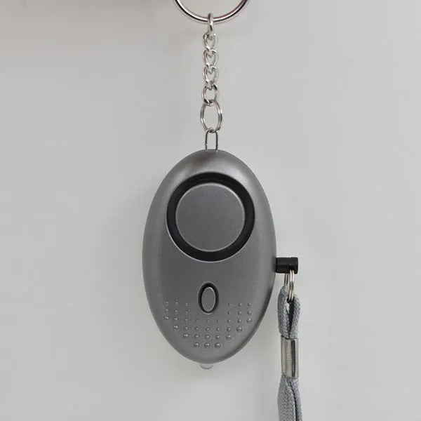 Metal personal security alarm keychain with LED light, 3.5 cm x 5 cm alloy self defence keyring in seven colours