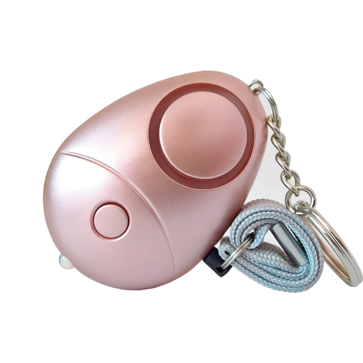 Metal personal security alarm keychain with LED light, 3.5 cm x 5 cm alloy self defence keyring in seven colours