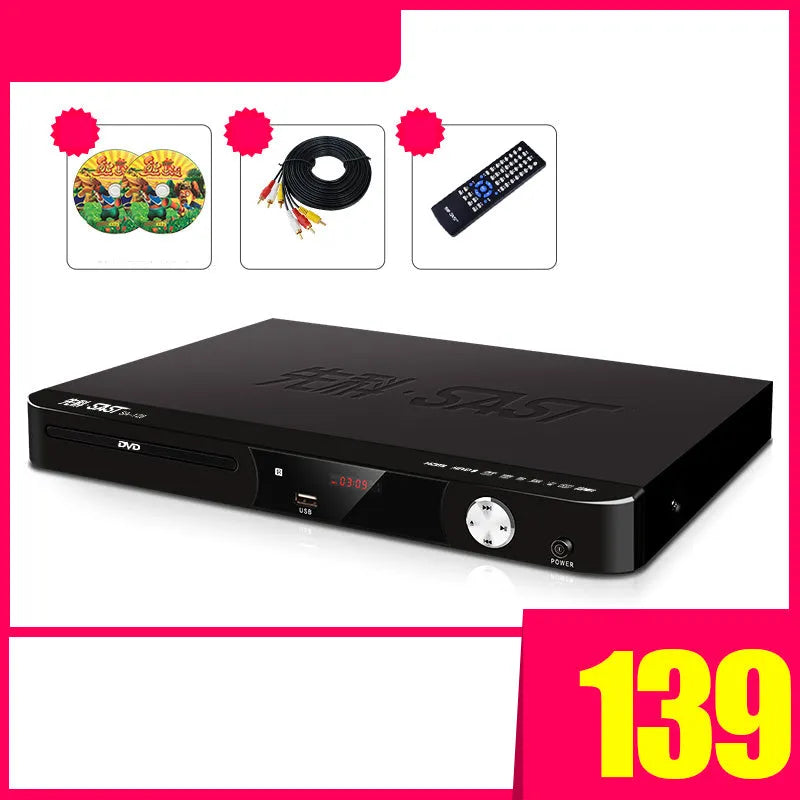 SAST SA208 DVD video disc player with tray loading mechanism and remote control