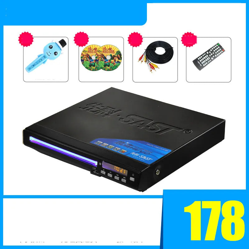 SAST SA208 DVD video disc player with tray loading mechanism and remote control