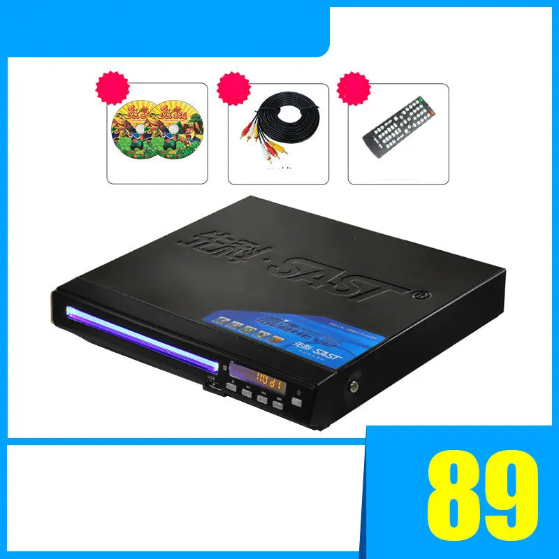 SAST SA208 DVD video disc player with tray loading mechanism and remote control