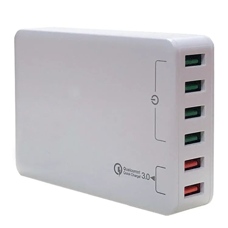 Desktop USB fast charger with indication light in black or white colour