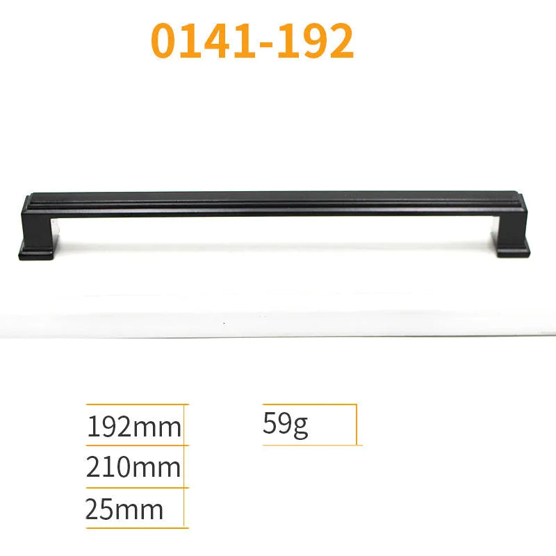 Black aluminium cabinet handles and drawer knobs with electroplated finish in multiple sizing options
