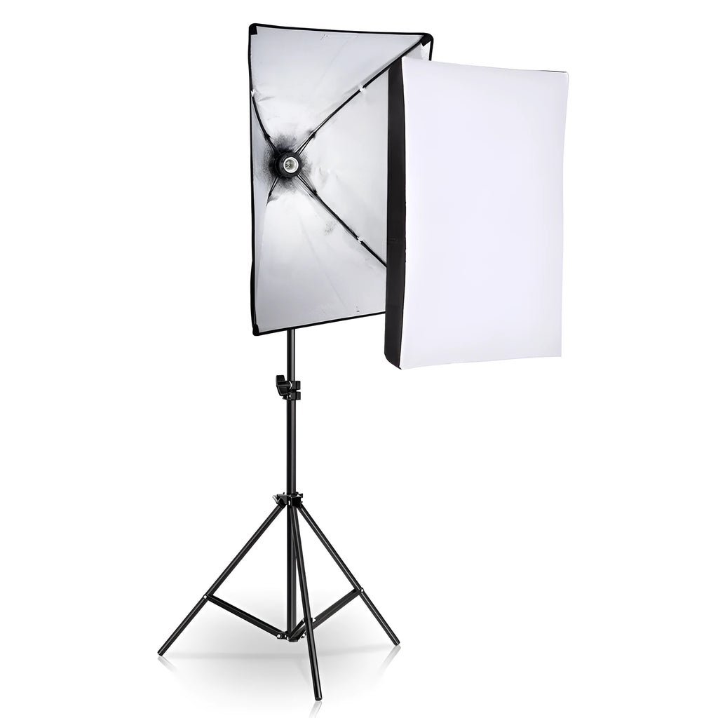 Apple-compatible studio softbox lighting kit with 50x70cm panel on a 2m stand