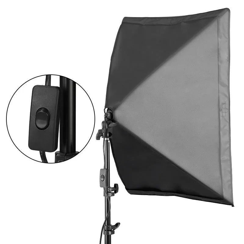 Apple-compatible studio softbox lighting kit with 50x70cm panel on a 2m stand