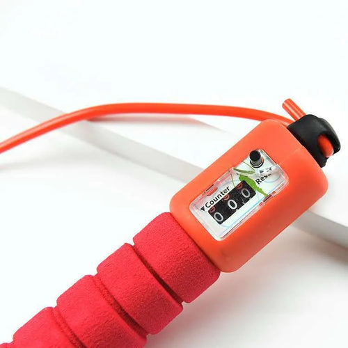 Adult skipping rope with sponge handles and built-in counter, total length 287cm