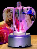 Custom crystal love album with rotating lamp holder and rose bouquet gift