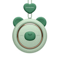 Mini bladeless neck band fan in multiple colours with hanging rope and USB cable.