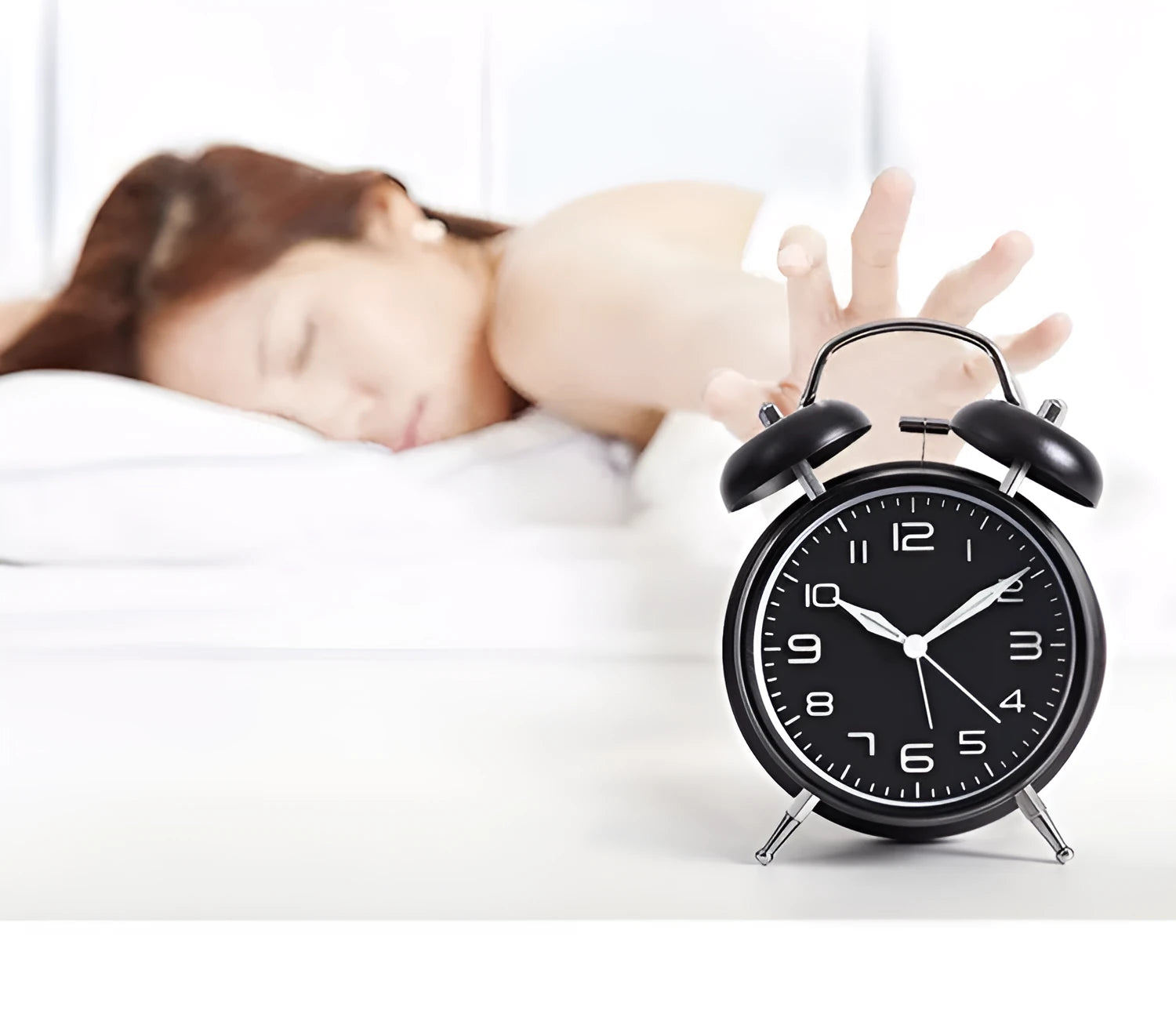 Big sound metal alarm clock with luminous face, black, 16.5 cm tall