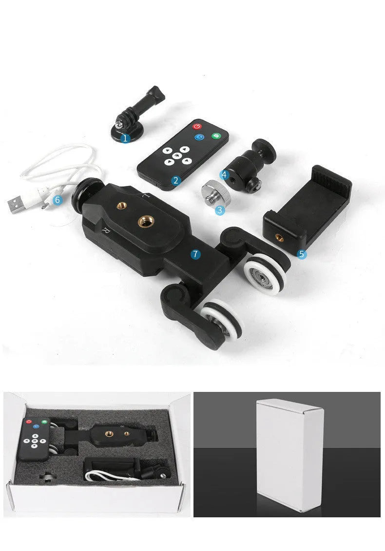 Wireless remote control smartphone slide rail with pan/tilt head on a table