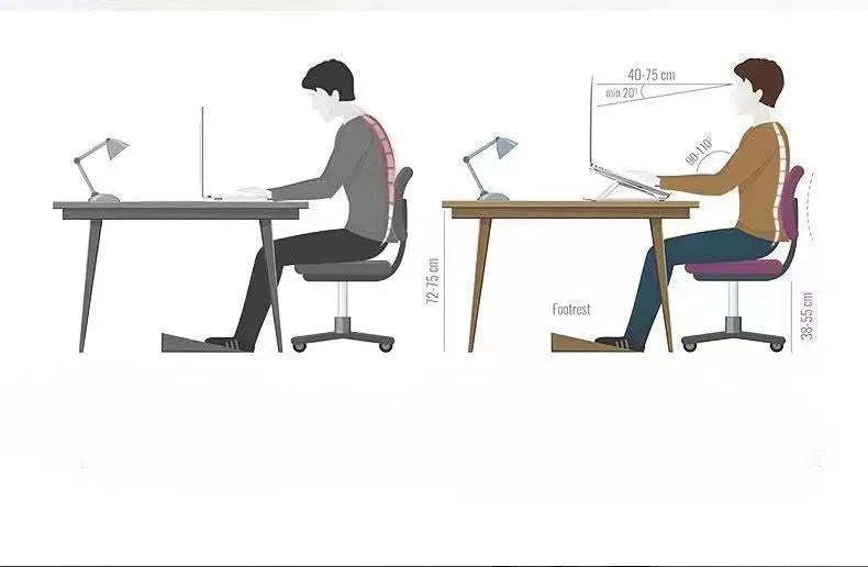 Folding black aluminium laptop cooling base with two fans and 1m power cord on a desk