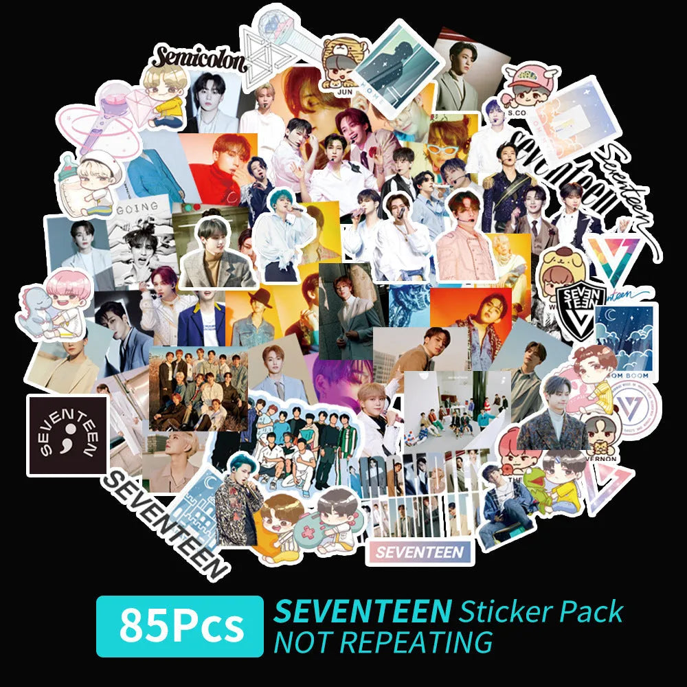 Star-shaped K-pop group luggage stickers featuring Exo, NCT127, Stray Kids designs.