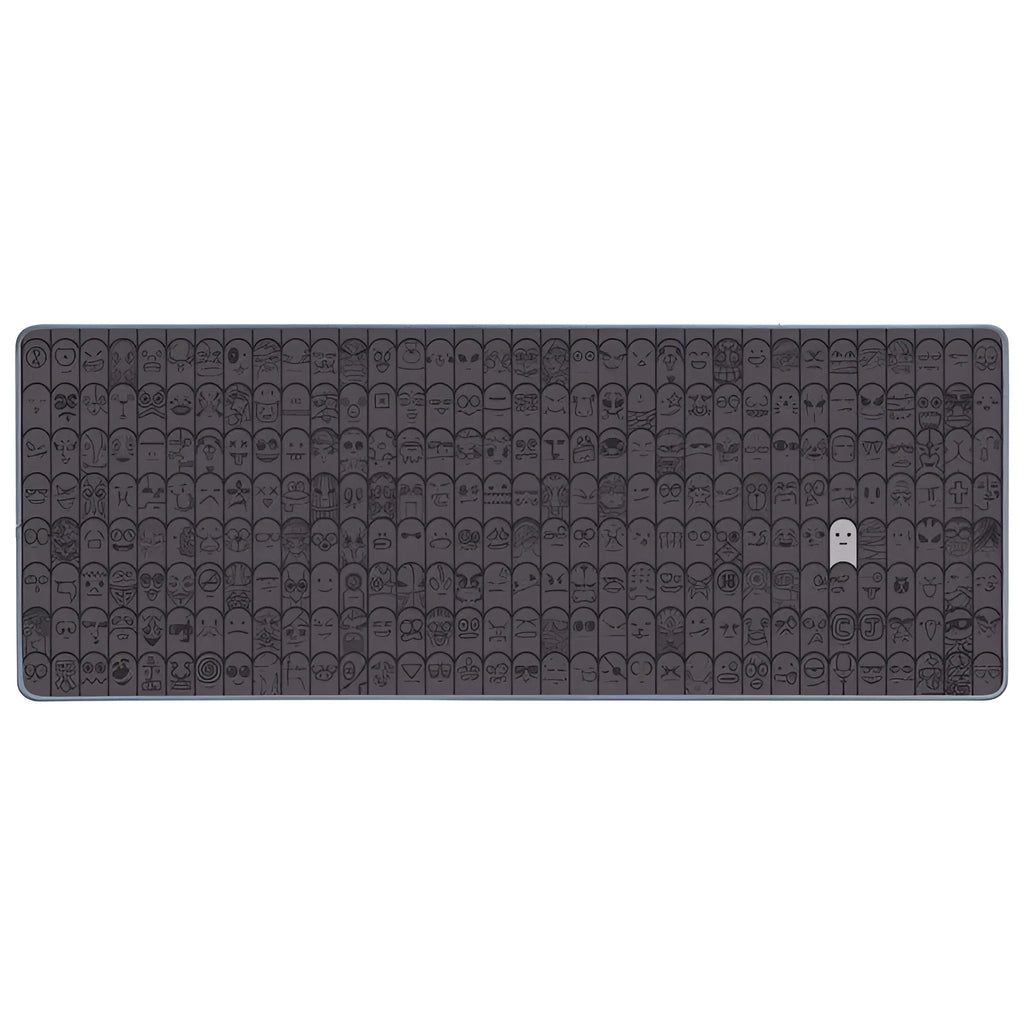 Grey cloth mouse wrist pad on desktop with non-slip underside