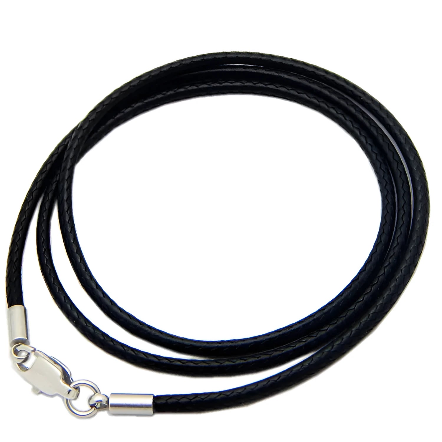 Adjustable stainless steel wax rope necklace with pendant buckle in black red brown colours