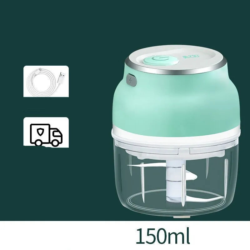 Portable electric mini food chopper with transparent 150ml cup and USB charging cable