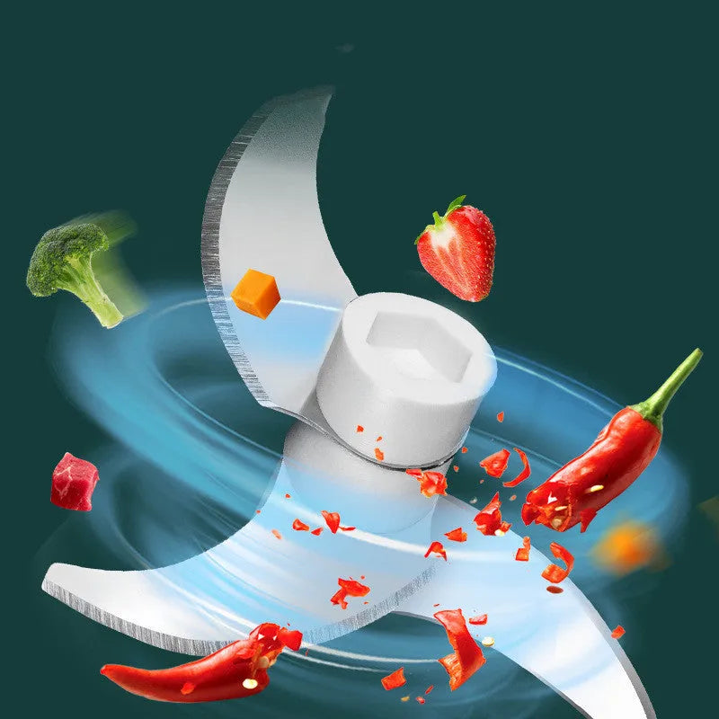 Portable electric mini food chopper with transparent 150ml cup and USB charging cable