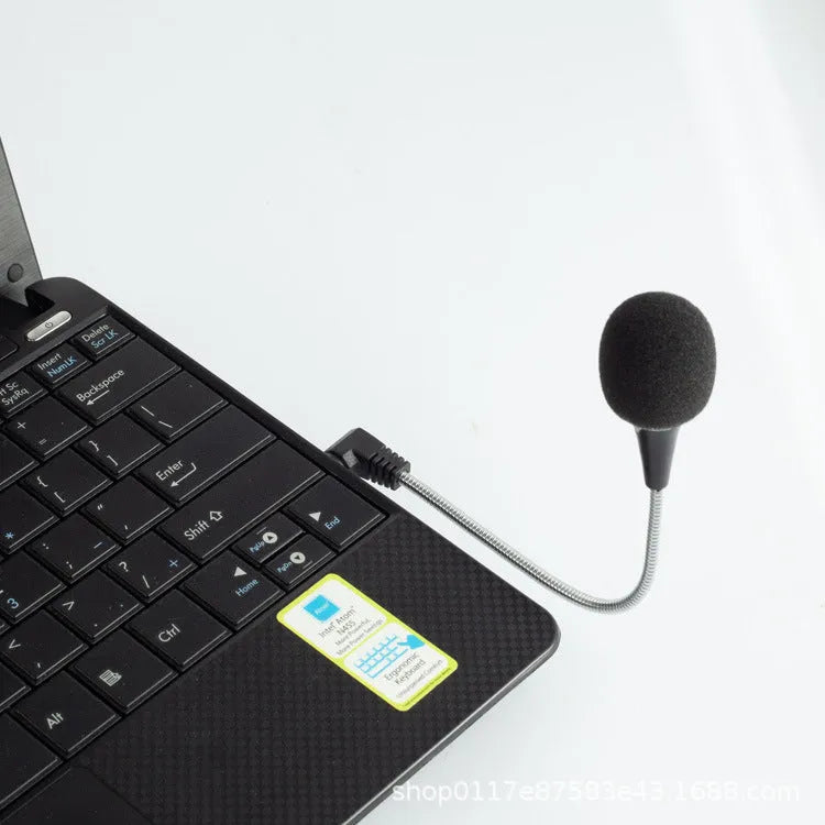 Silver condenser microphone with 3.5mm plug and sponge cover for computer sound card