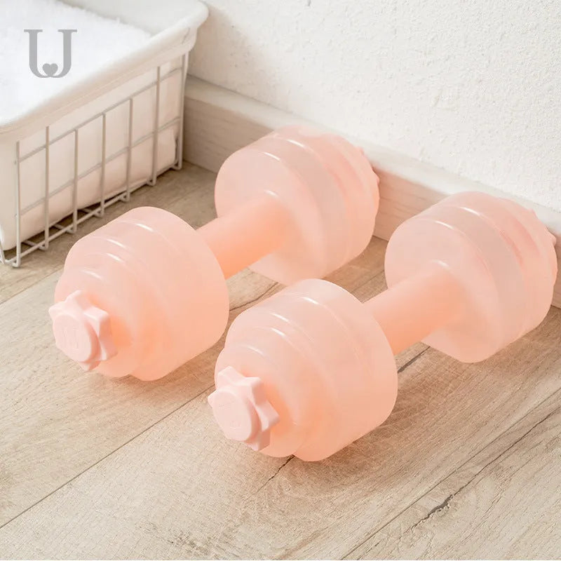 Fitness water dumbbell in light gray with water injection cap, 26cm PP material for home strength training