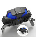 Black PS4 controller back button attachment with two extra buttons and a long cable connected.