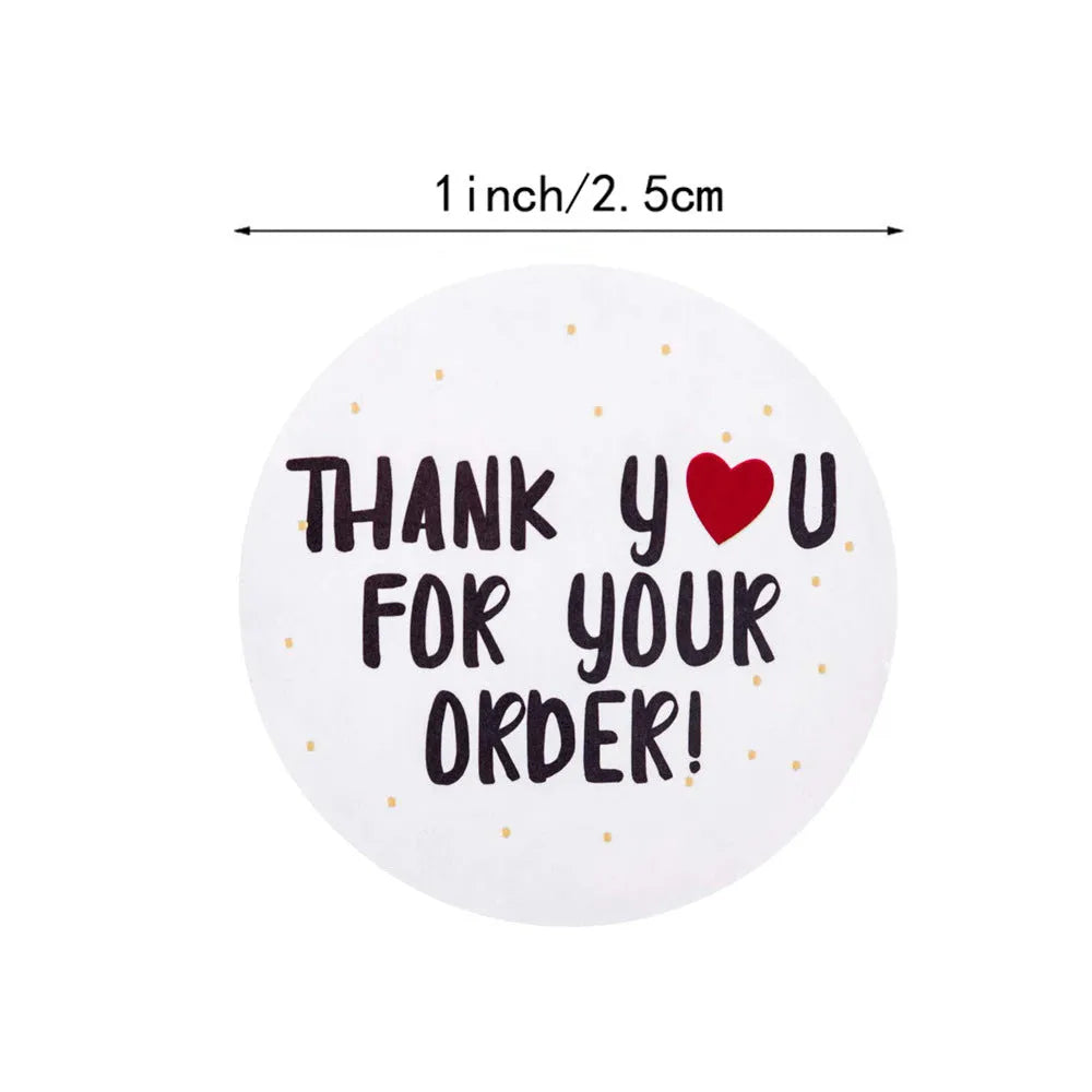 Round white thank you for ordering sticker roll 500 pcs copper plate material