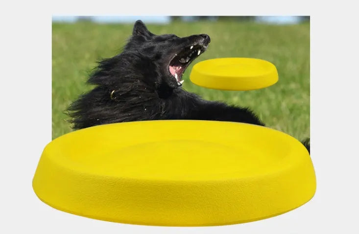 Bright yellow EVA plastic dog throwing toy for training weighing 70g
