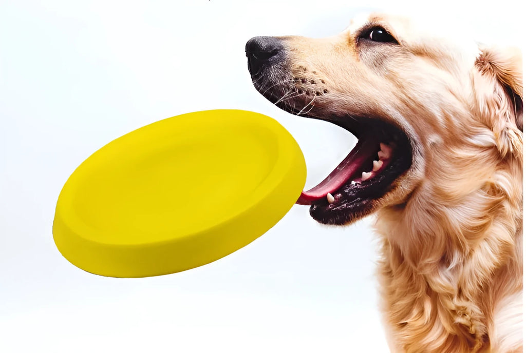 Bright yellow EVA plastic dog throwing toy for training weighing 70g