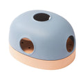 Cat turntable toy in PP and TPE with roller ball, shown in pink purple, blue grey, and avocado green
