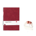 Solid colour A5 notebook with thickened 160 pages, shown in green, navy, red, grey, and brown.