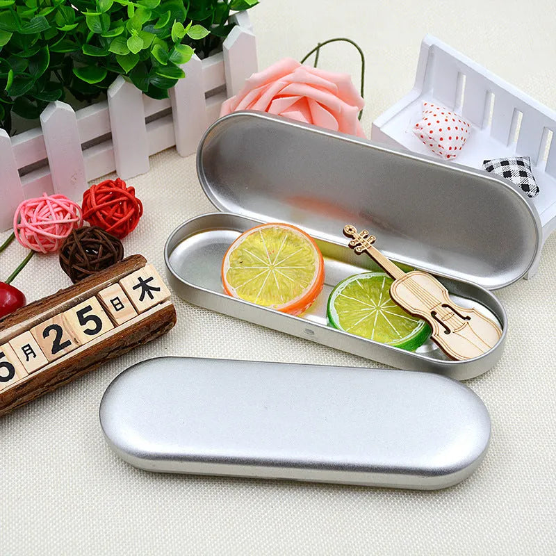 Rectangular tinplate cosmetic box with offset printing measuring 175mm by 60mm by 18mm