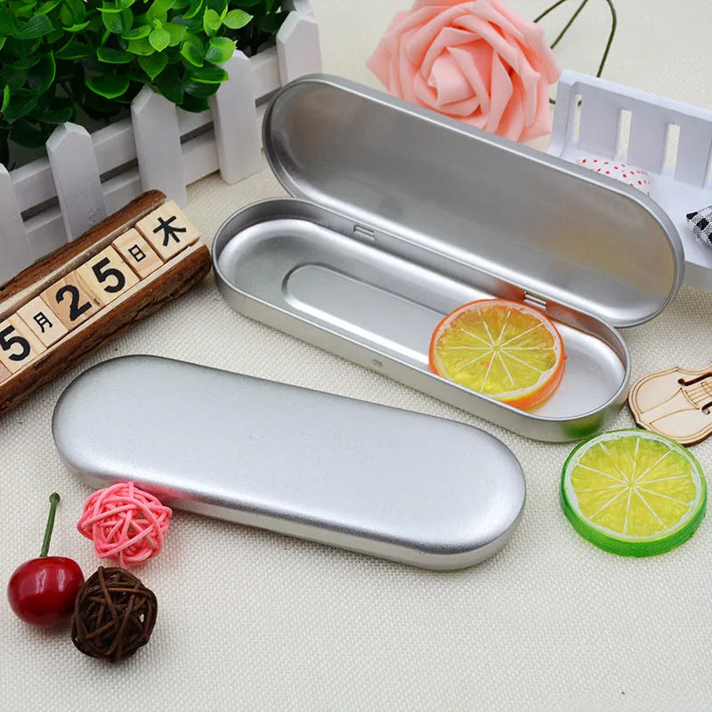 Rectangular tinplate cosmetic box with offset printing measuring 175mm by 60mm by 18mm