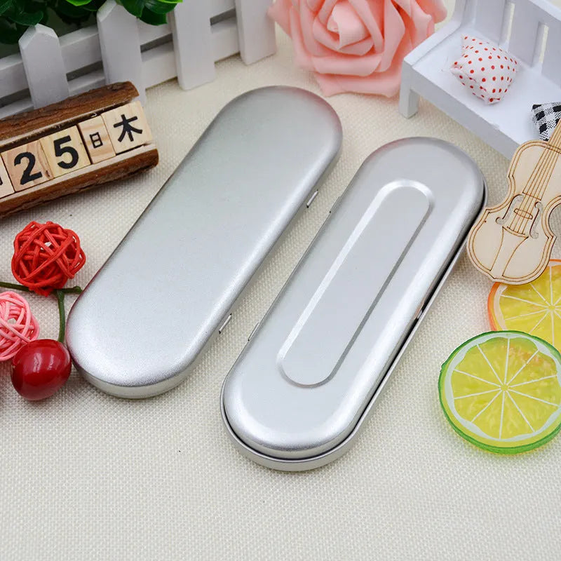 Rectangular tinplate cosmetic box with offset printing measuring 175mm by 60mm by 18mm