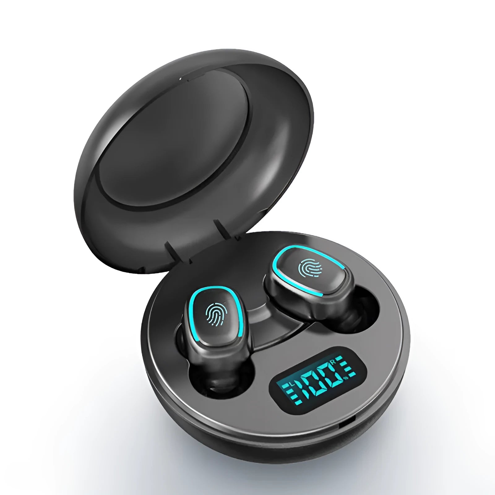 True wireless stereo Bluetooth 5.0 earbuds in white, black, or red colours.
