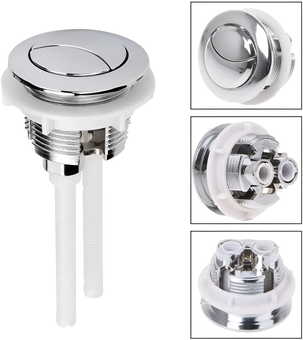38mm diameter double push button toilet flush accessory in ABS plastic.