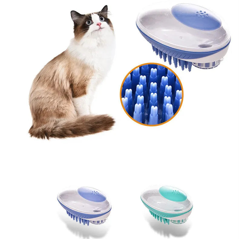 2-in-1 pet bath brush with silicone massage head, blue and green, 11.5 x 7.5 x 6 cm, for small and medium cats and short-haired dogs