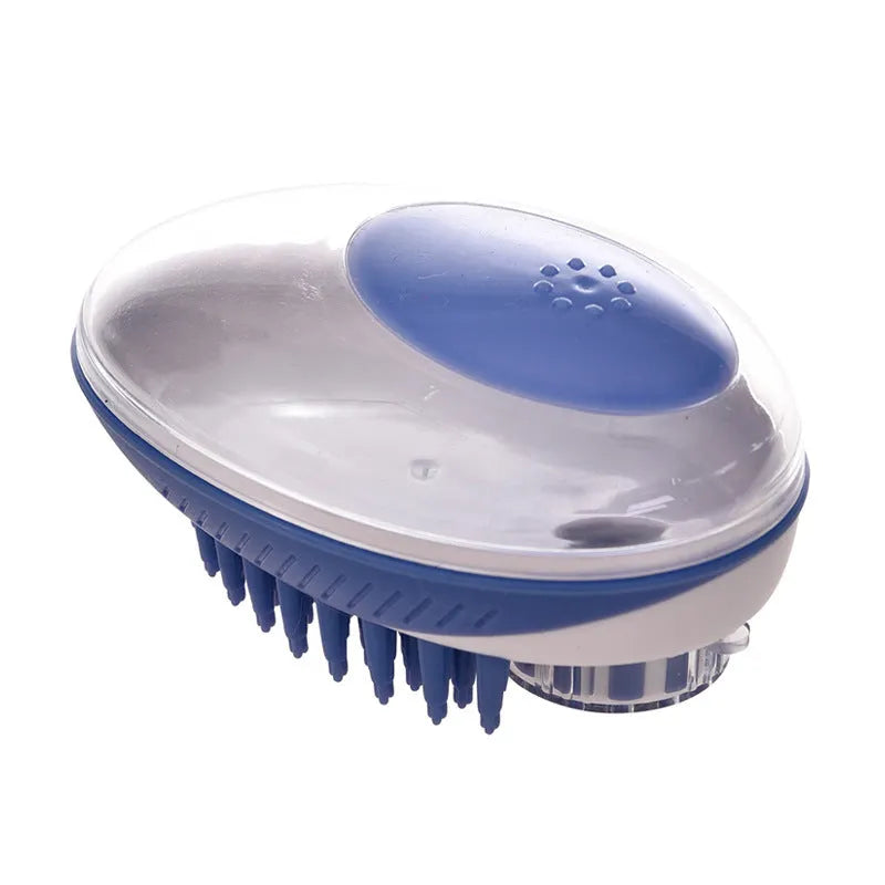2-in-1 pet bath brush with silicone massage head, blue and green, 11.5 x 7.5 x 6 cm, for small and medium cats and short-haired dogs