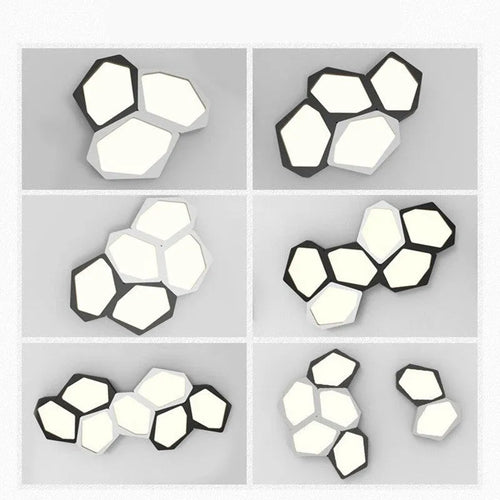 Geometric iron LED ceiling light with remote control for living room or bedroom