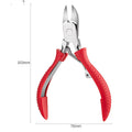 Professional stainless steel manicure set with nail clippers, dead skin scissors, trumpet tool, and coloured ABS handles.