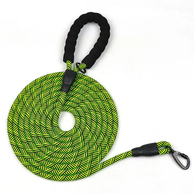 4.5m nylon dog leash in blue, black, red, orange and green with 1.2cm wide webbing