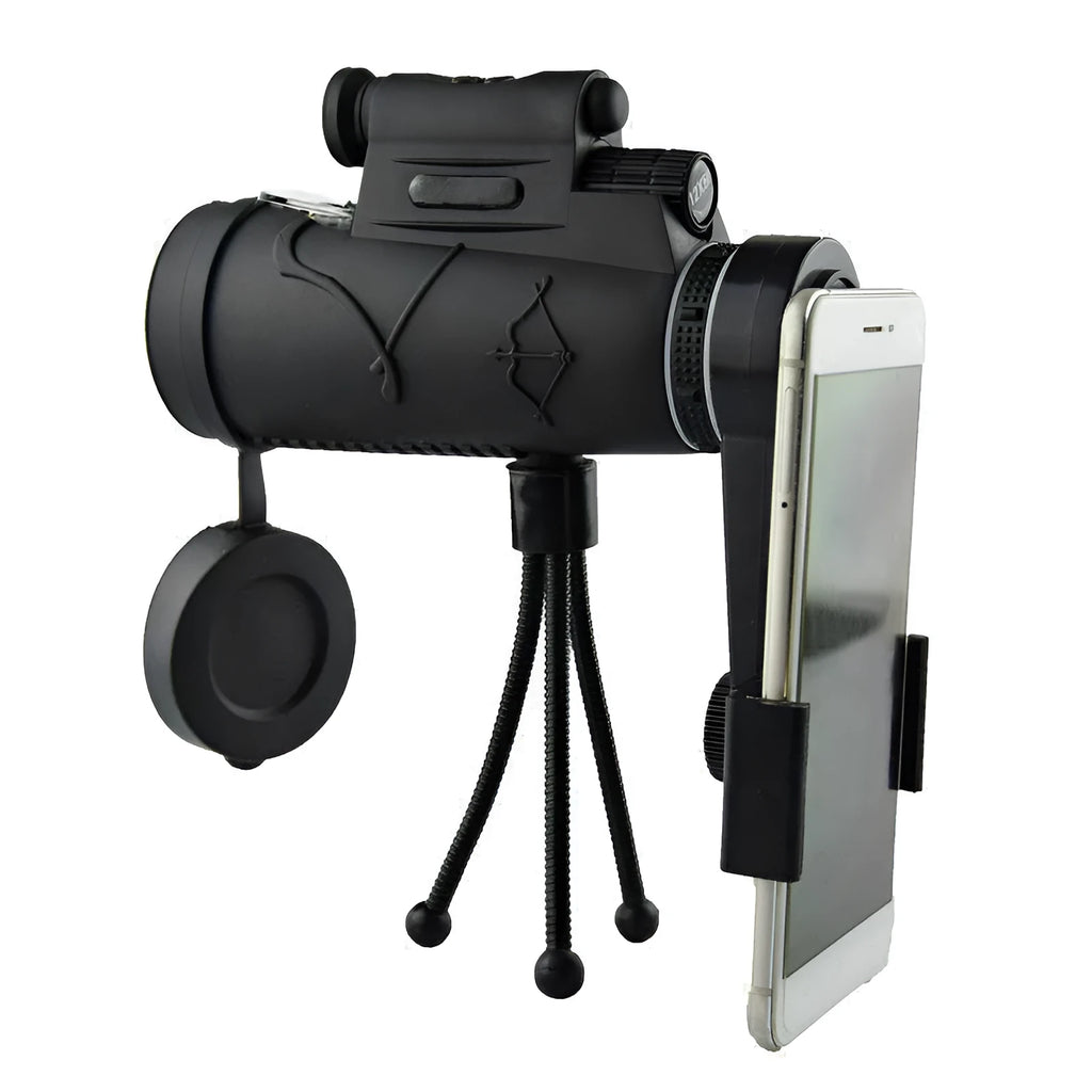 Cloth-covered monocular telescope with 10x magnification, exit pupil distance 2mm, and exit pupil diameter 3mm