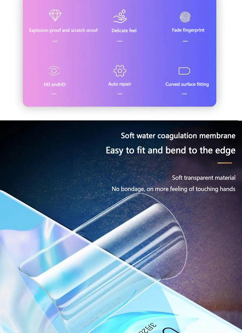 Three hydrogel screen protectors for Huawei and Honor smartphones in PET film