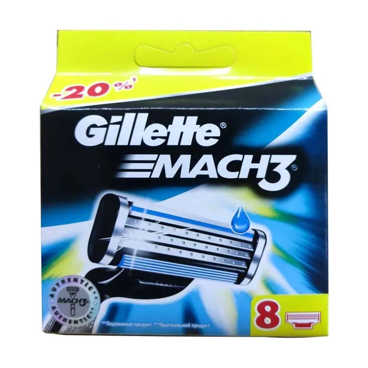 Gillette Front Speed 3 razor blade pack showing eight blue-handled replacement cartridges