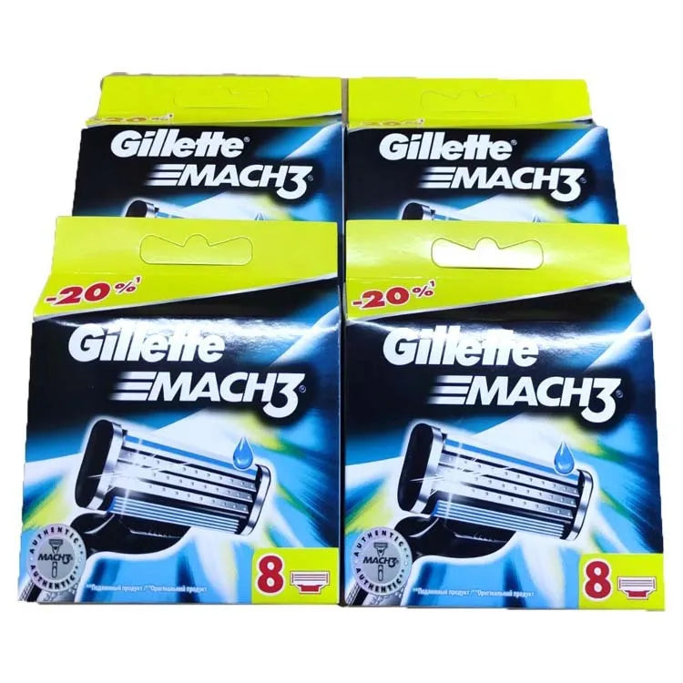 Gillette Front Speed 3 razor blade pack showing eight blue-handled replacement cartridges