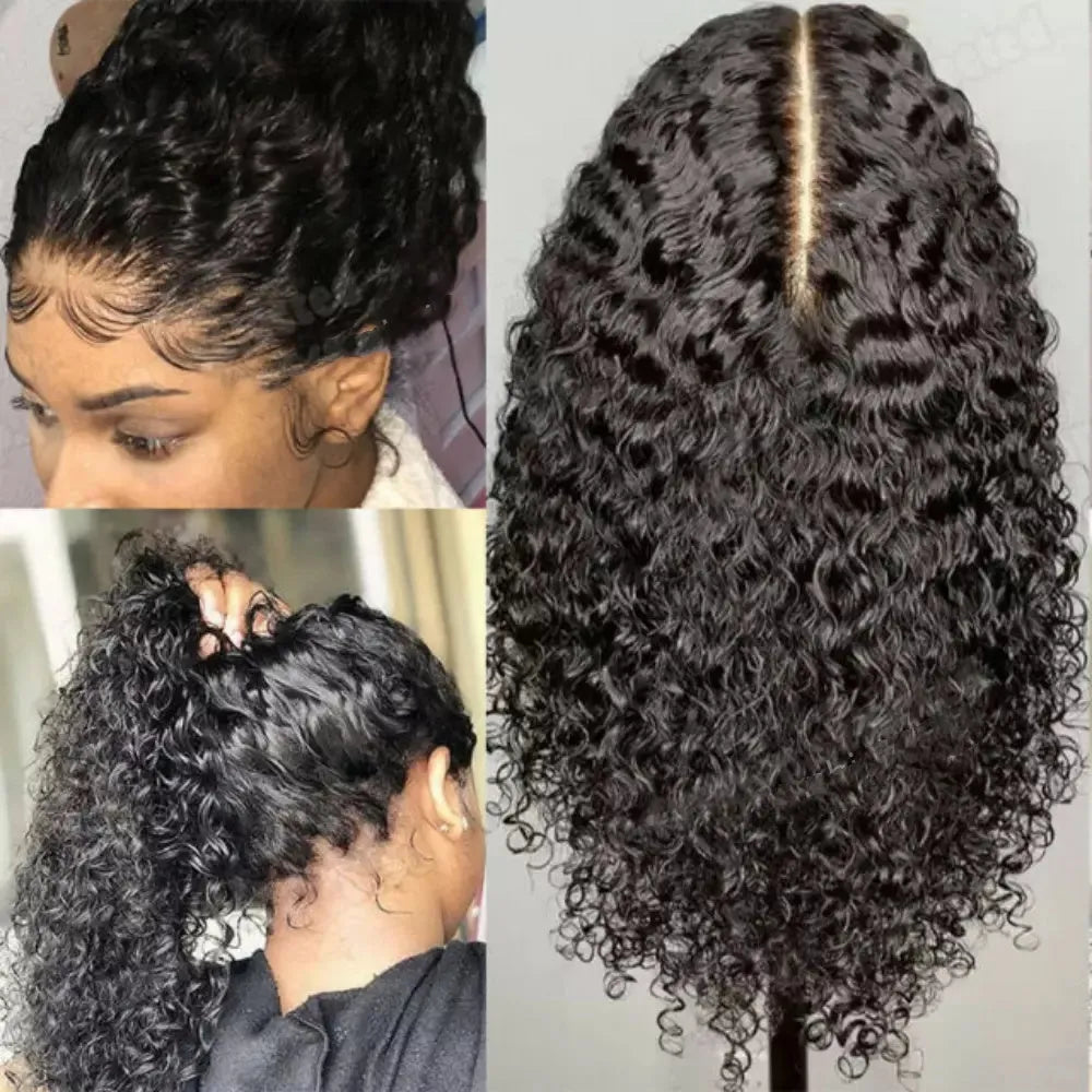Fluffy long curly black wig with small curl waves made from high temperature silk chemical fibre