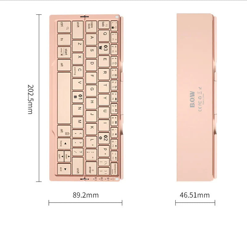 Silver white folding Bluetooth keyboard open with phone in stand next to closed black grey version