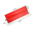 A red and grey 40cm leveling scraper tool for wall putty and wallpaper work.
