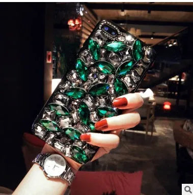 Clear rhinestone crystal decorated iPhone case showing TPU material and soft edges