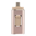 Gold metal OTG U disk with retractable connector for Apple Android Type-C and computer USB
