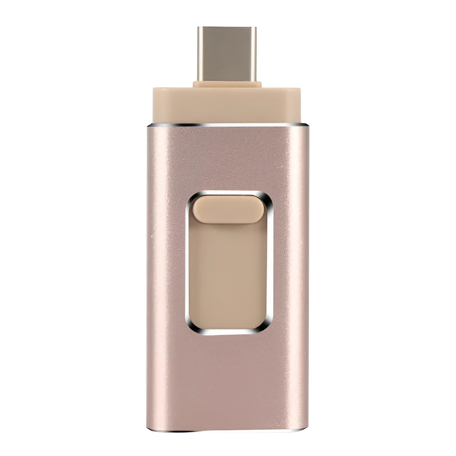 Gold metal OTG U disk with retractable connector for Apple Android Type-C and computer USB